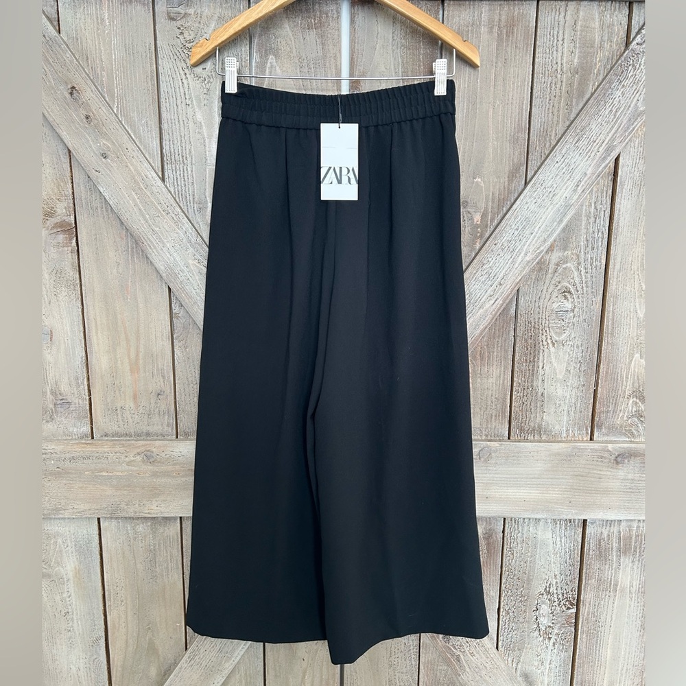 Zara Black Wide-Leg Trousers with Silver Stud Detailing - Picture 3 of 8
